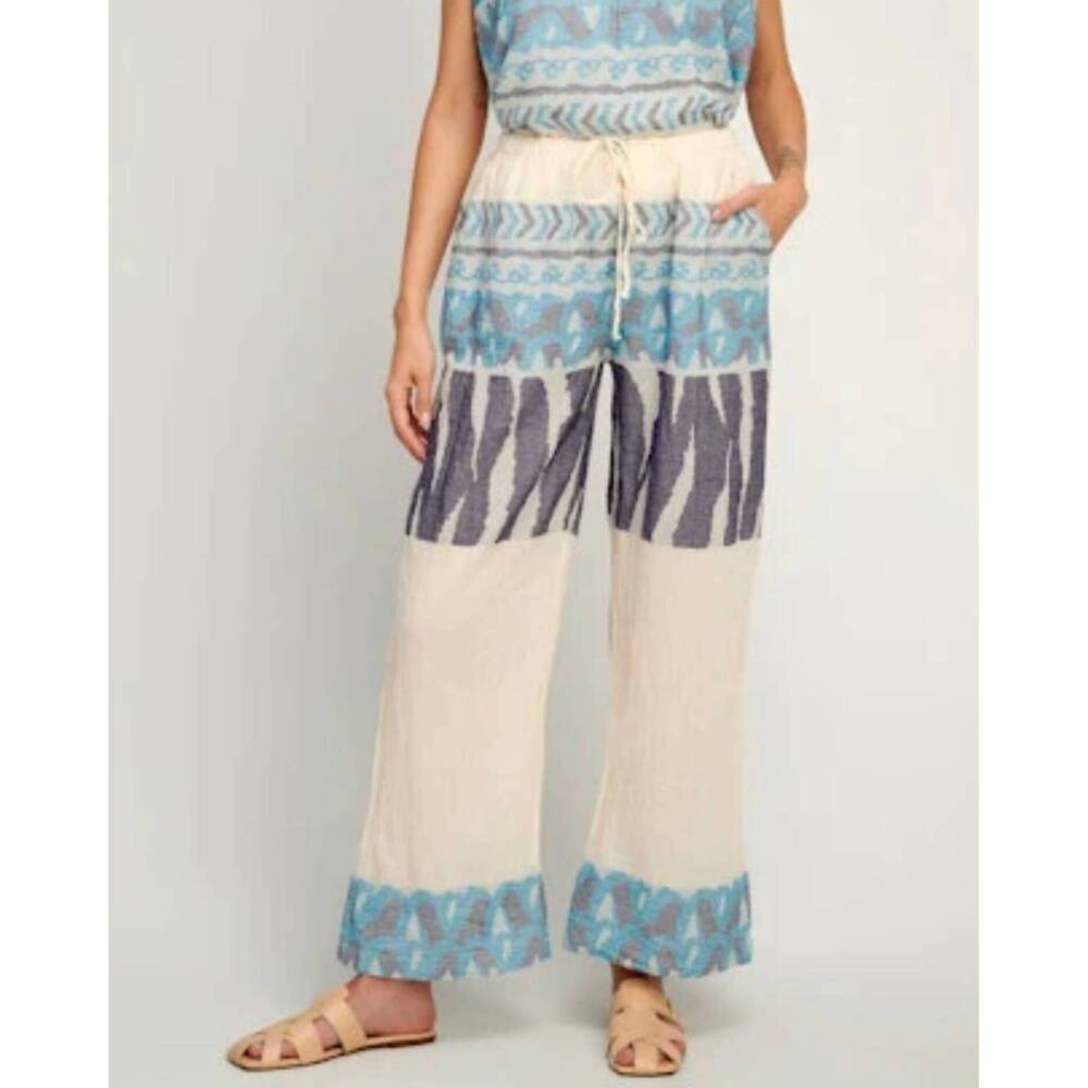 NEW PEARL AND CAVIAR scorpios cotton pant in white multi